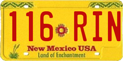 NM license plate 116RIN