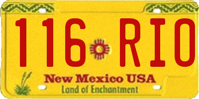 NM license plate 116RIO