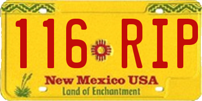 NM license plate 116RIP
