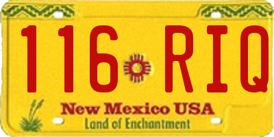 NM license plate 116RIQ