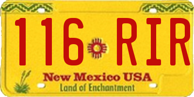 NM license plate 116RIR