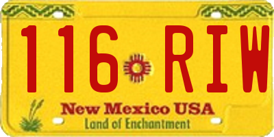NM license plate 116RIW