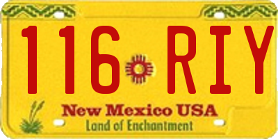 NM license plate 116RIY