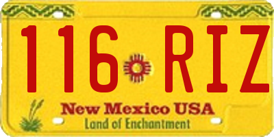 NM license plate 116RIZ