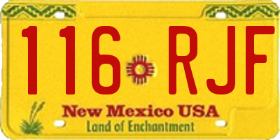 NM license plate 116RJF