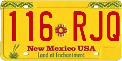 NM license plate 116RJQ