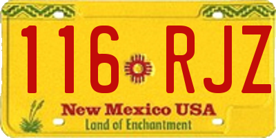 NM license plate 116RJZ