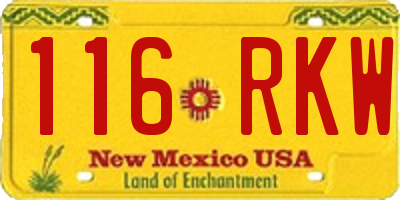 NM license plate 116RKW