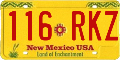NM license plate 116RKZ