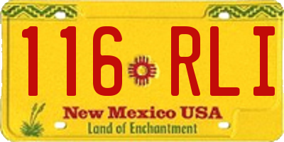 NM license plate 116RLI