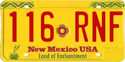 NM license plate 116RNF