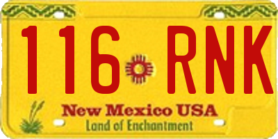 NM license plate 116RNK