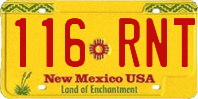 NM license plate 116RNT