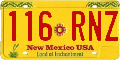 NM license plate 116RNZ