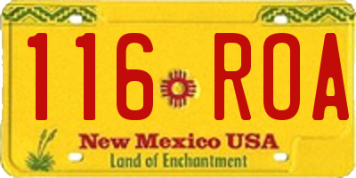 NM license plate 116ROA