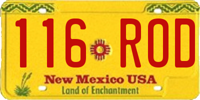 NM license plate 116ROD