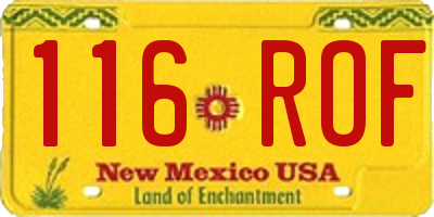 NM license plate 116ROF