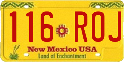 NM license plate 116ROJ