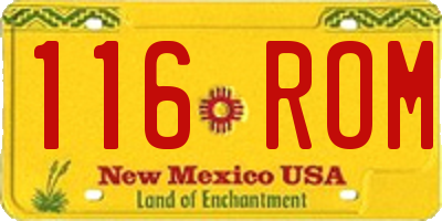 NM license plate 116ROM