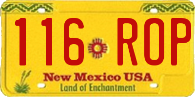 NM license plate 116ROP