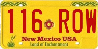 NM license plate 116ROW
