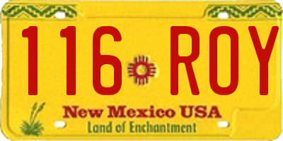 NM license plate 116ROY