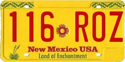 NM license plate 116ROZ