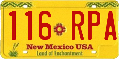 NM license plate 116RPA