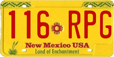 NM license plate 116RPG