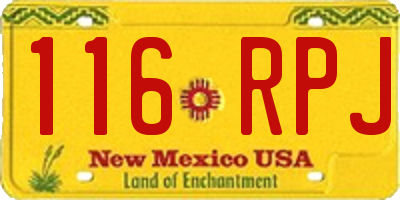 NM license plate 116RPJ