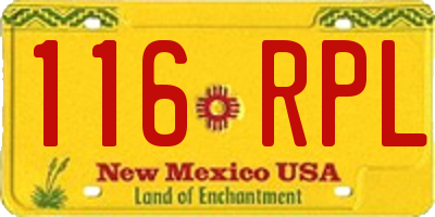 NM license plate 116RPL