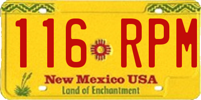 NM license plate 116RPM