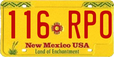 NM license plate 116RPO