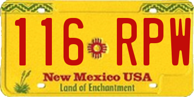 NM license plate 116RPW