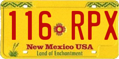 NM license plate 116RPX