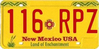 NM license plate 116RPZ