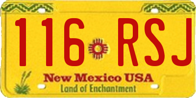 NM license plate 116RSJ