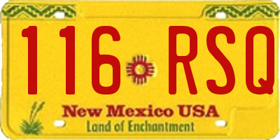 NM license plate 116RSQ