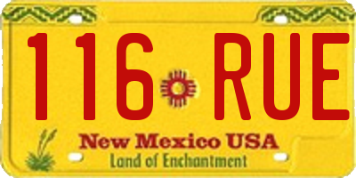 NM license plate 116RUE