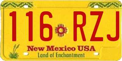 NM license plate 116RZJ