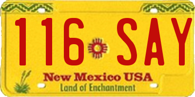 NM license plate 116SAY
