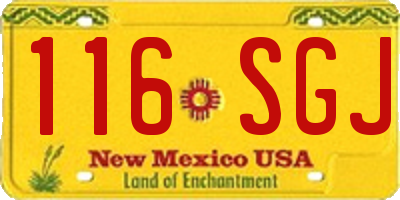 NM license plate 116SGJ