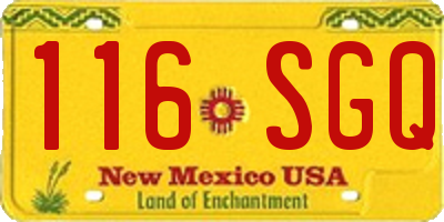 NM license plate 116SGQ