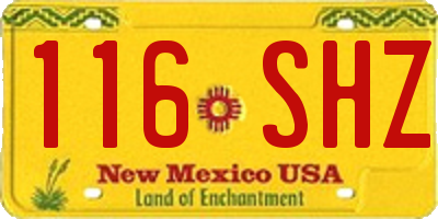 NM license plate 116SHZ