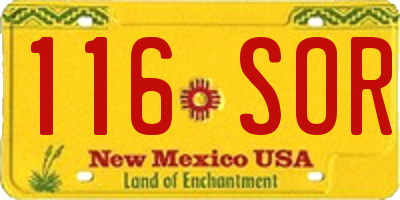 NM license plate 116SOR