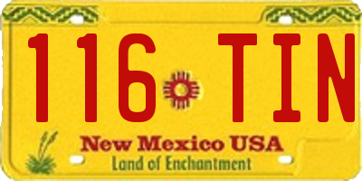 NM license plate 116TIN