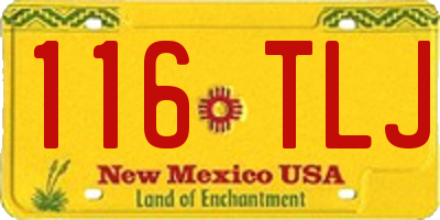 NM license plate 116TLJ