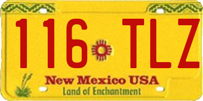 NM license plate 116TLZ