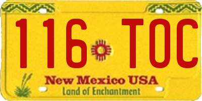 NM license plate 116TOC