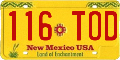 NM license plate 116TOD